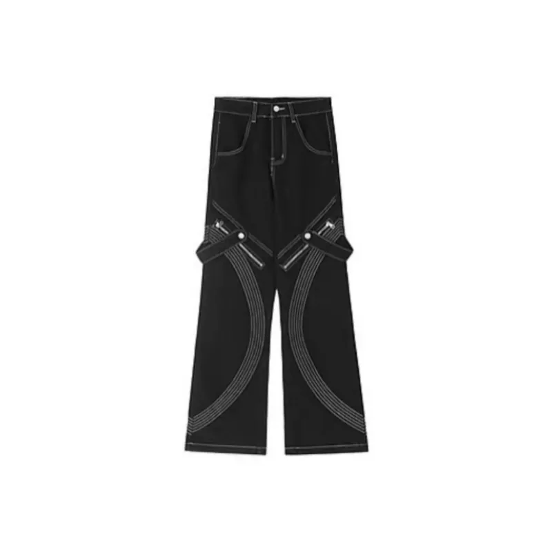 American Style Vintage Washed Hiphop Loose Straight Jeans Men's Instagram Popular Niche Casual Wide Leg Overalls