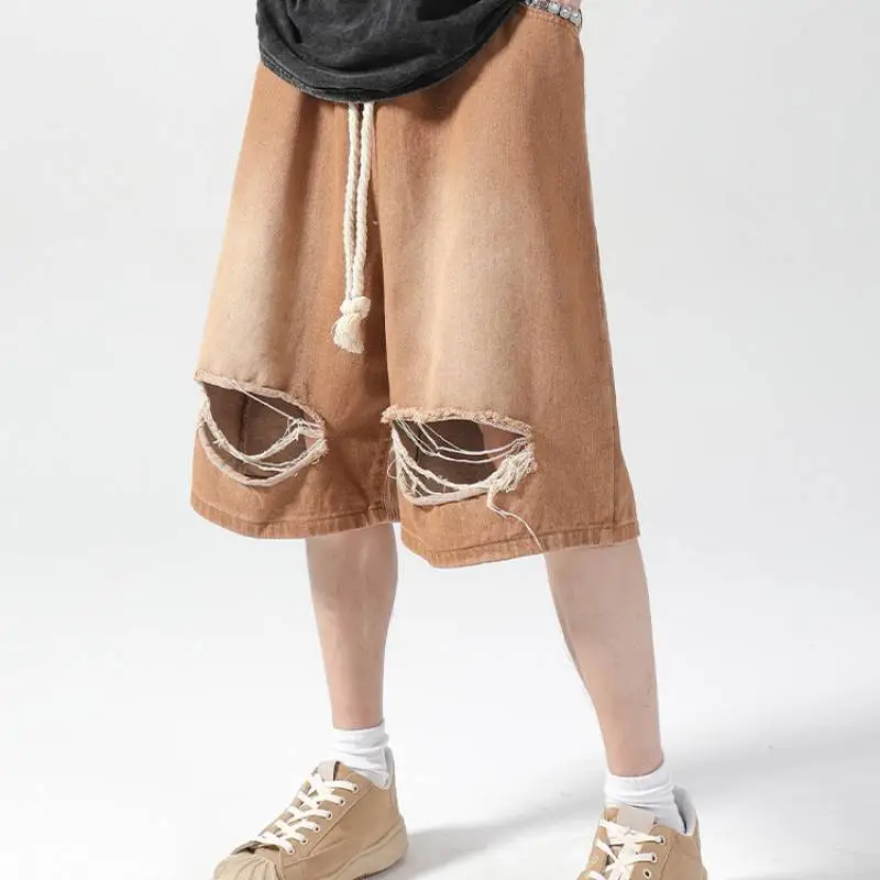 Fashionable Ripped Denim Shorts-6
