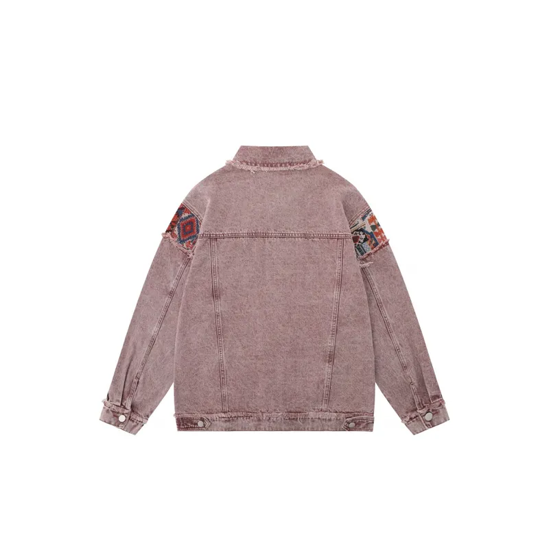 Retro Stitching Star Patch Embroidery Denim Jacket-1