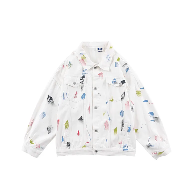 Loose Multi Pocket Splash Ink Cardigan Loose Shirt-4