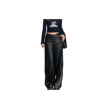 Simple Casual PU Leather Pants Women