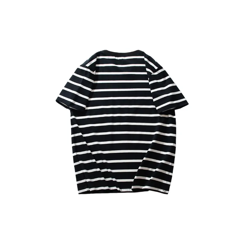 Striped Loose Cotton Blended Fabric T Shirt-5