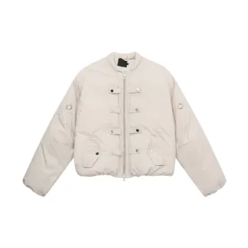 Retro Deconstructed Metal Embellished Loose Cotton Coat