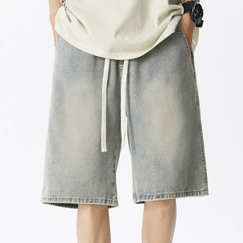 Loose Simple Baggy Denim Shorts Unisex-4
