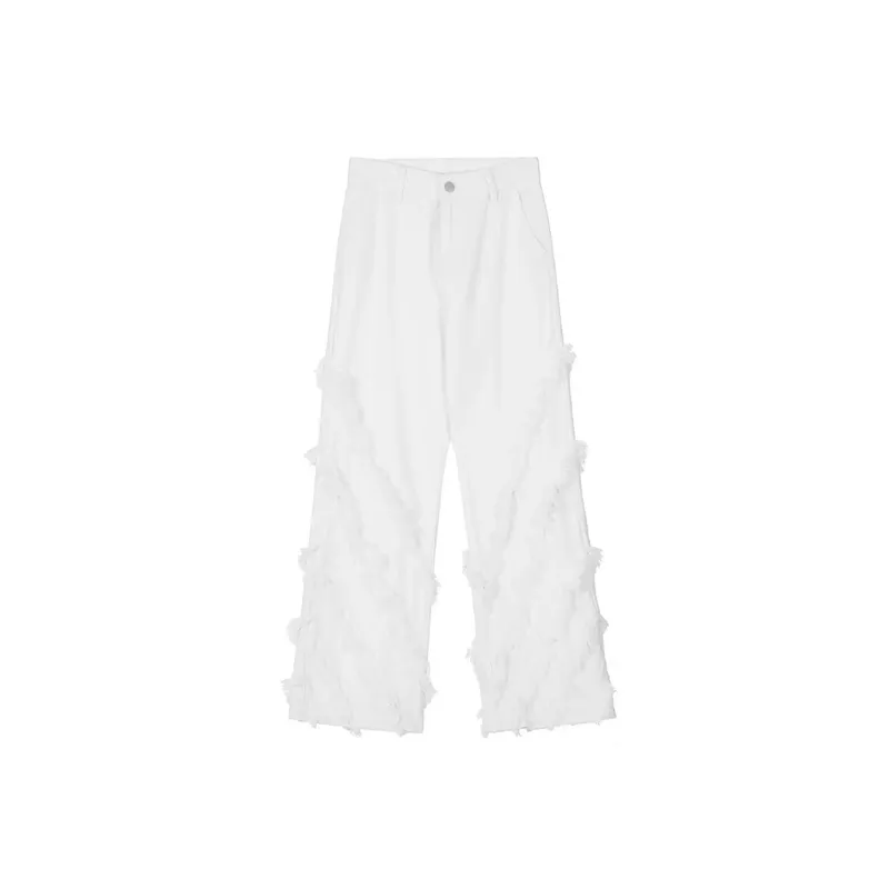High Street Vibe Structure Design Rough Edge Jeans-0