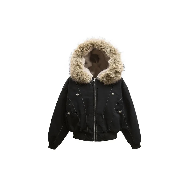 Fashion Loose Cotton Blended Fabric Quilted Jacket