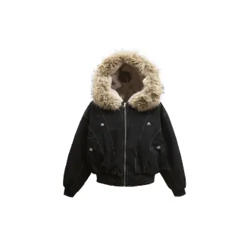 Fashion Loose Cotton Blended Fabric Quilted Jacket