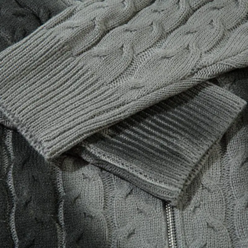 Retro Zipper Cotton Blended Fabric Sweater-7
