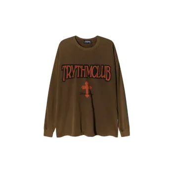 Retro Vintage Letter Printed Round Neck T Shirt