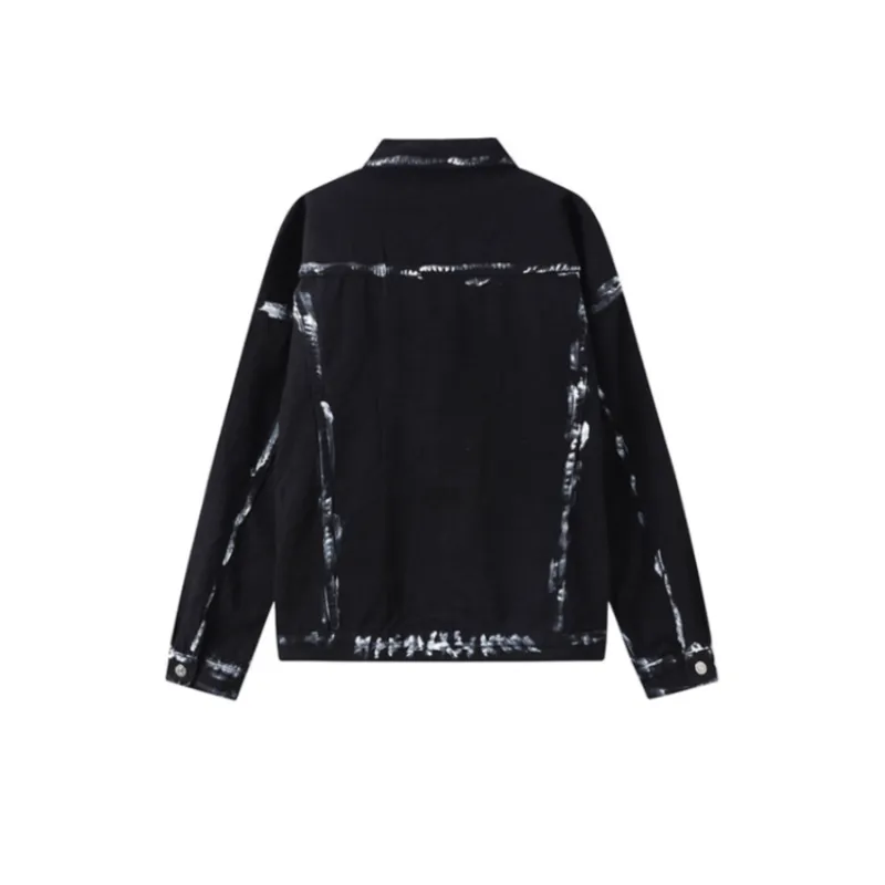 Striped Printed Denim Jacket-5