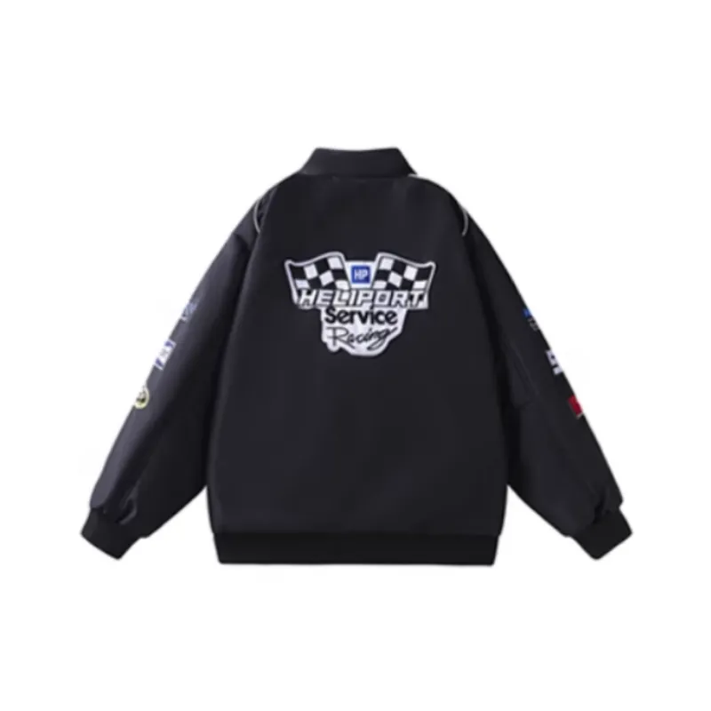 HELIPORT Apron Black And White Color Matching Long sleeved Loose Casual All match Color Contrast Round Neck T shirt-1