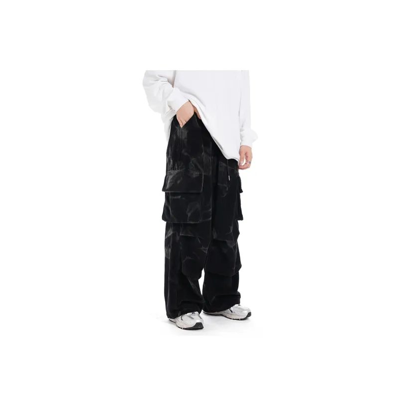 Retro Corduroy Washed Casual Long Trousers-2