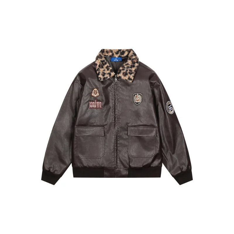 Retro Leopard Print Quilted Jacket-0