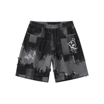 Loose Straight Raw Edge Denim Shorts