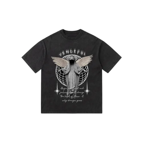 Retro Angel Print Short Sleeve T shirt