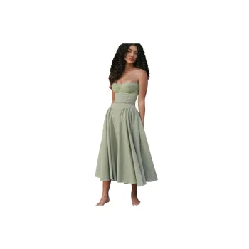 Elegant Plain Polyester Dress Women