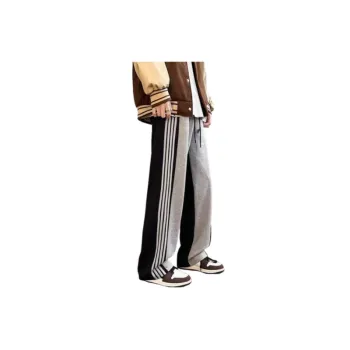 Loose Straight Casual Striped Stitching Pants