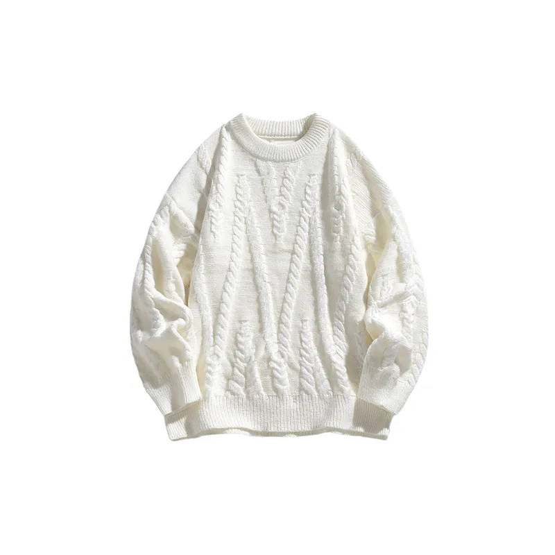 Simple Loose Blended Synthetic Fabrics Sweater-4