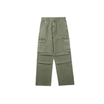 Loose Wide Leg Multi Pocket Straight Pleated Overalls Jeans