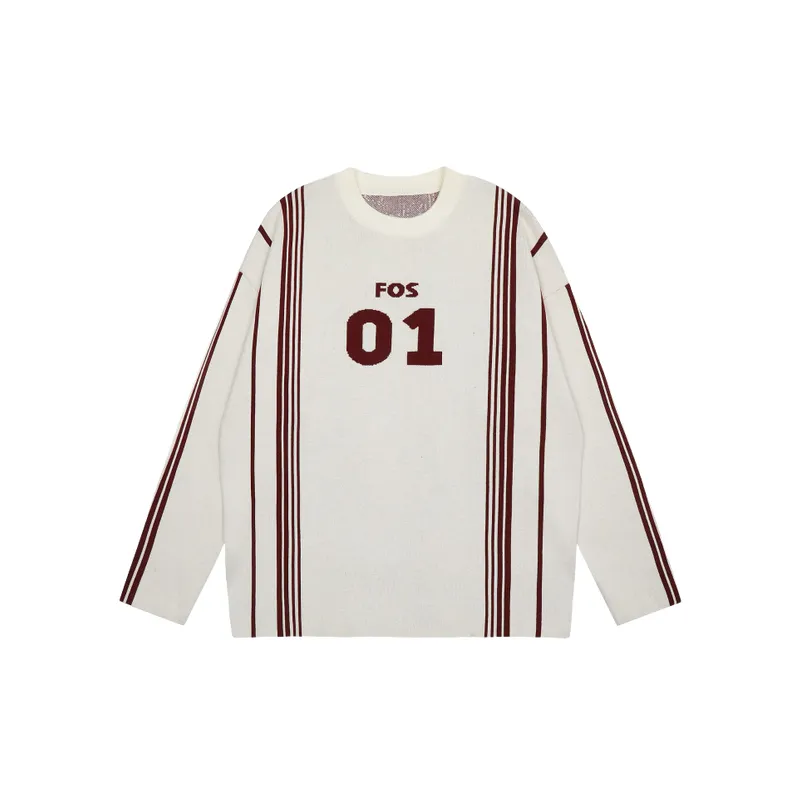 Striped Loose Cotton Blended Fabric Sweater-0