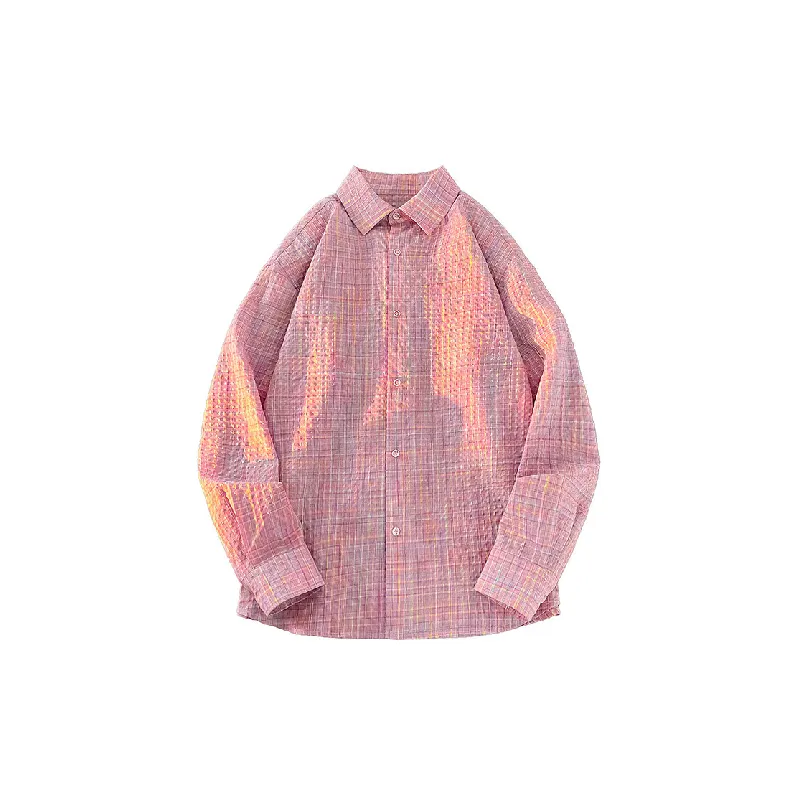 Fashionable Plaid Blended Synthetic Fabrics Shirt-4