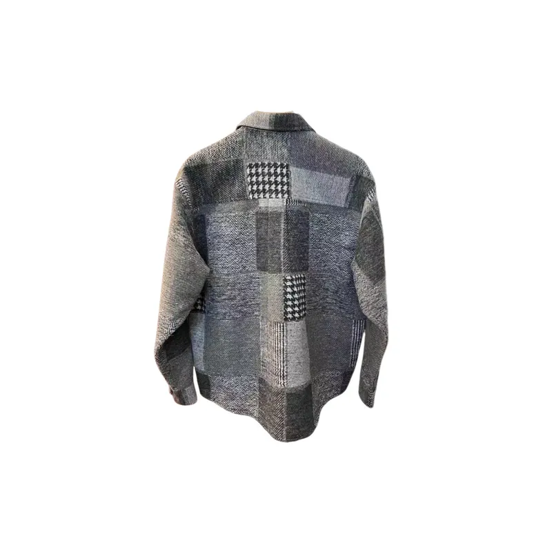 Fashionable Retro Long sleeved Plaid Jacket-3