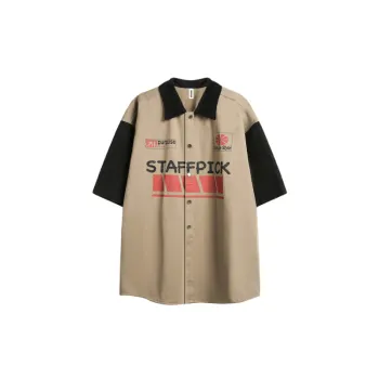 Colorblock Letter Printed Short Sleeve Shirt