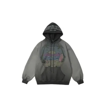 Retro Style Gradual Change Tie Dye Hooded Sweatshirt
