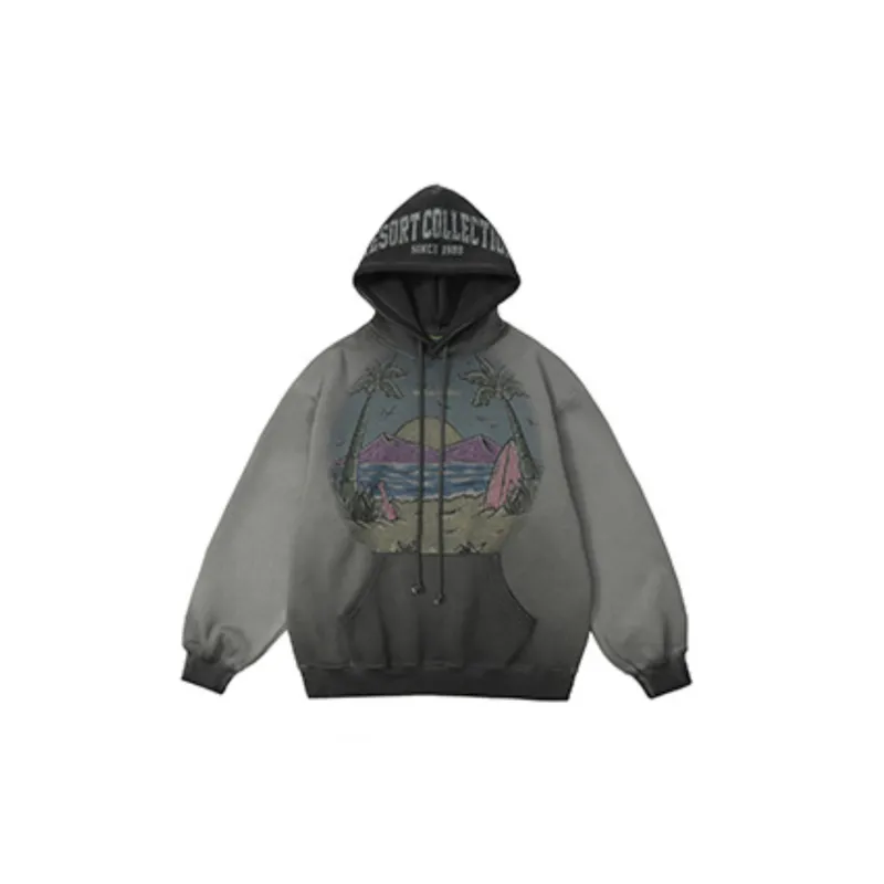 Retro Style Gradual Change Tie Dye Hooded Sweatshirt-5