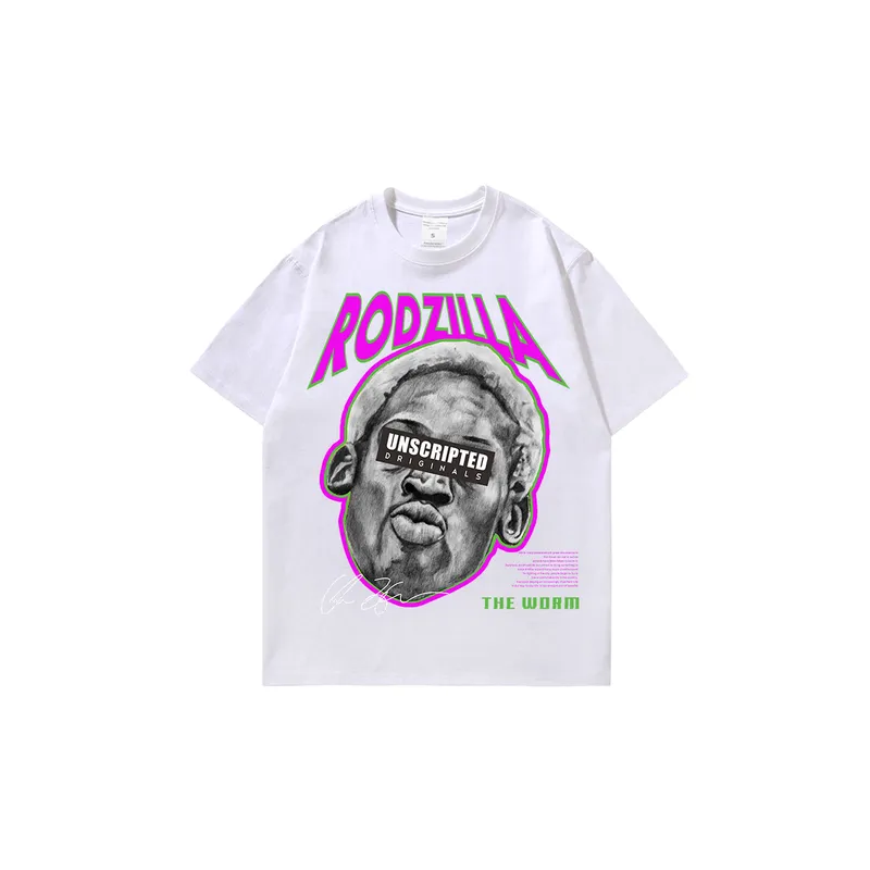 Retro Random Print Combed Cotton T Shirt-0