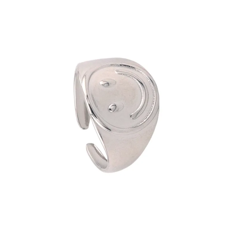 Titanium Steel Smiley Couple Ring
