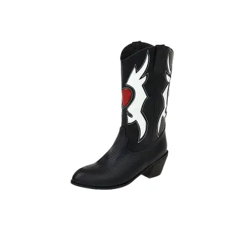 Fashionable Contrast Color Knee High Boots