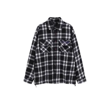 Spider Embroidery Mixed Color Plaid Shirt