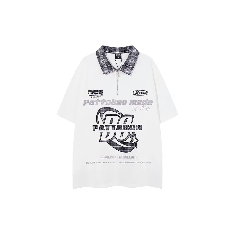 Street Loose Cotton Blended Fabric Polo Unisex-0