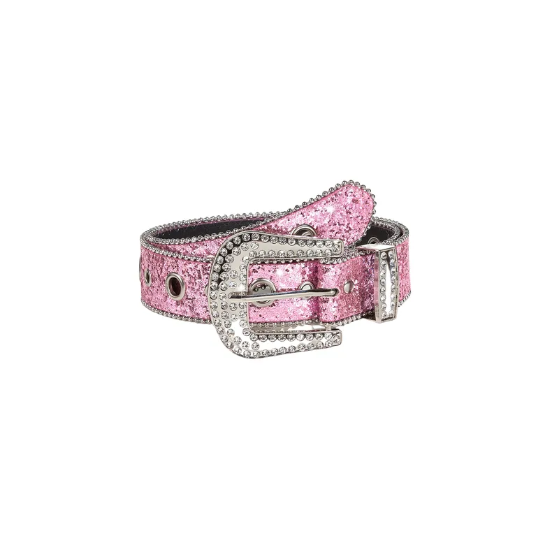 Fashionable Rhinestone Leather Belt-2