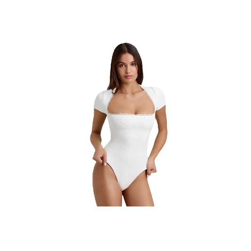 Sexy Simple Milk Fiber Bodysuit Women-0