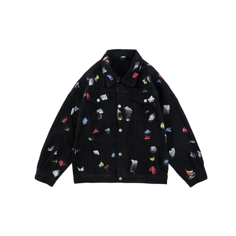 Loose Multi Pocket Splash Ink Cardigan Loose Shirt-0