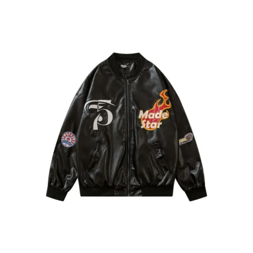 Flame Design Retro Leather Jacket