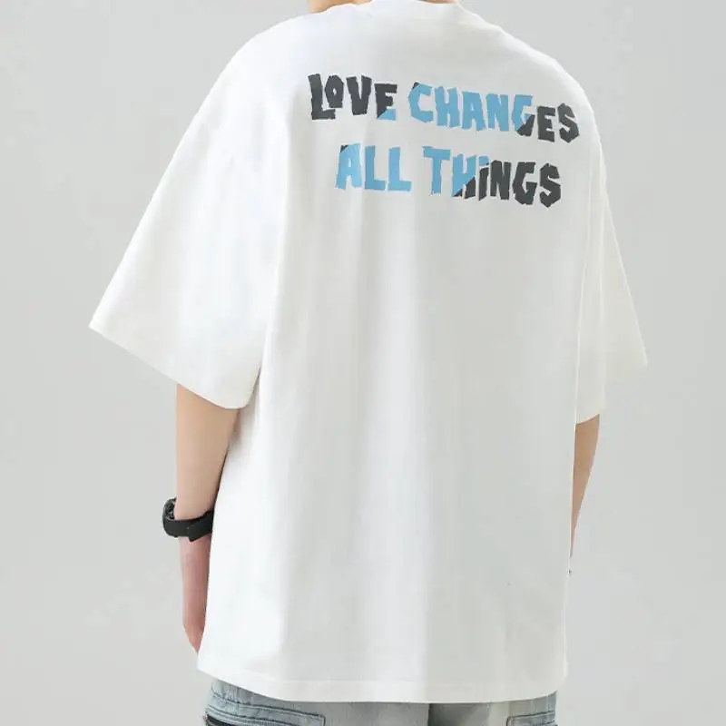 Plain Letter 100% Cotton T Shirt-13