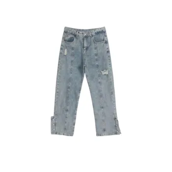 Trendy Zipper Hole Jeans