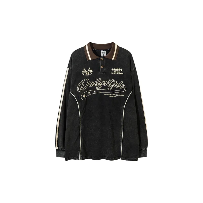 Retro Washed Embroidery Polo-2