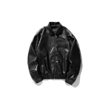 Black Leather New Retro High Street Available for Two Open Jacket