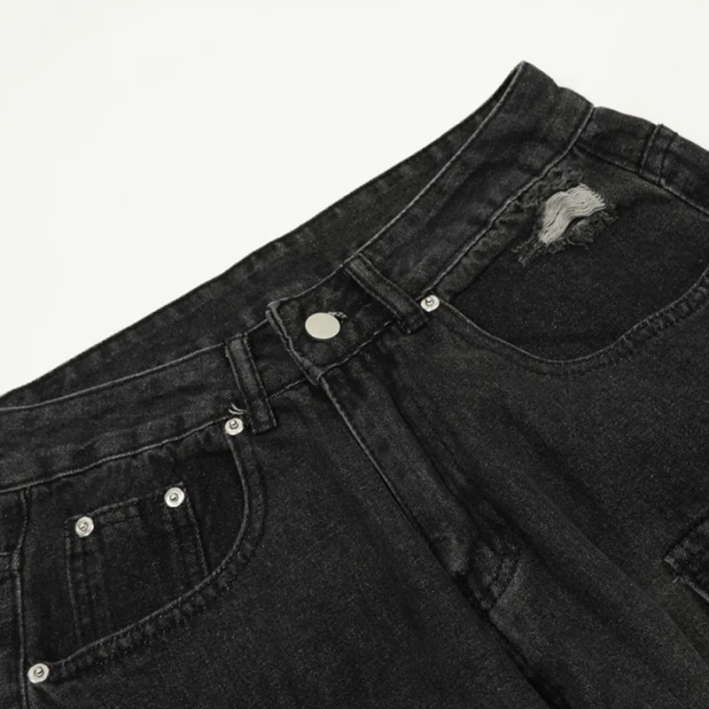 Loose Fashion Denim Cargo Pants-3