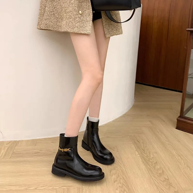 Simple Zipper Martin Boot-2
