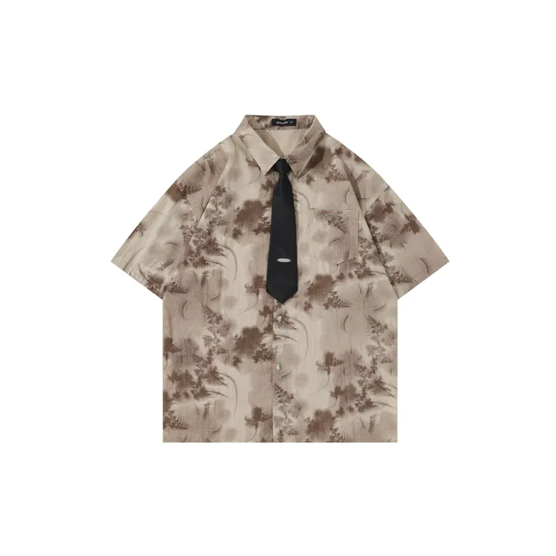 Retro Vintage Tie Lining Shirt-0