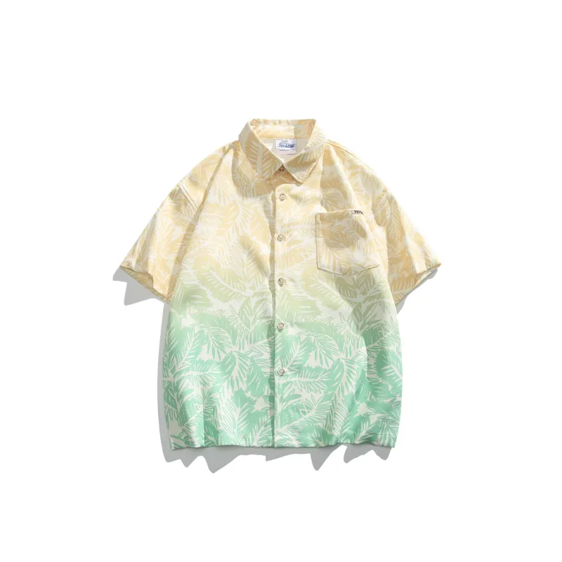 Trend Gradient Loose Short Sleeved Shirt-4