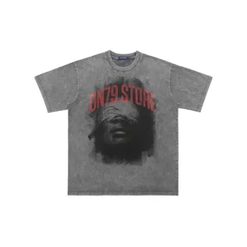 Retro Direct Injection Head Printing Shoulder Loosen T Shirt