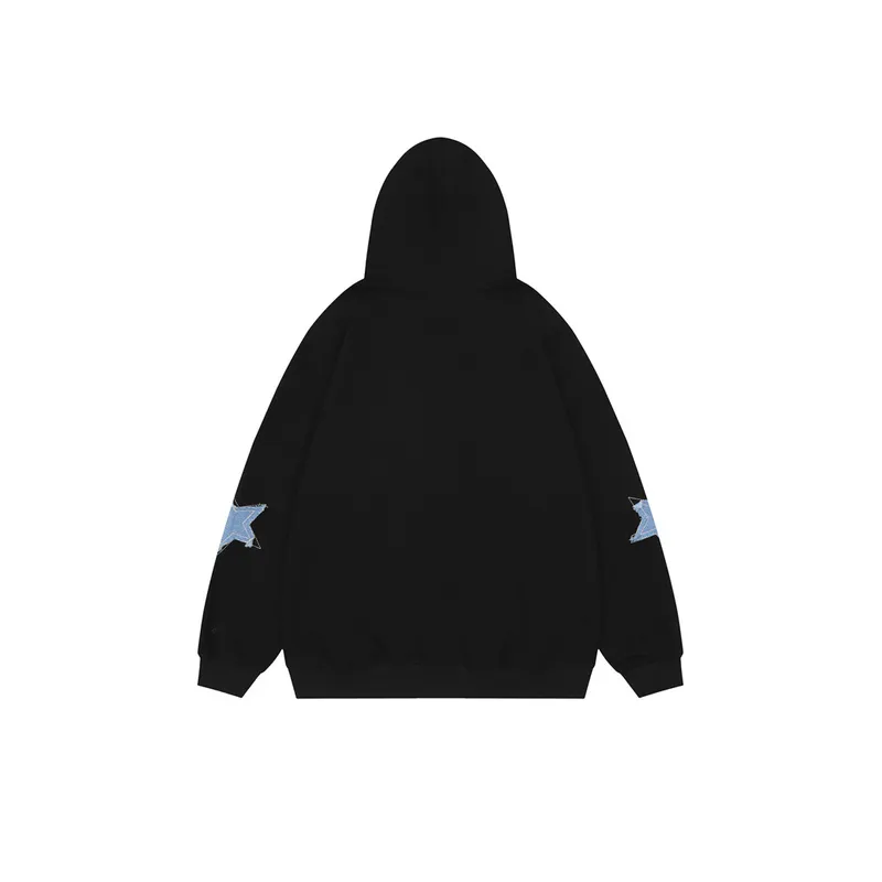New Arrival Chinese Trendy Simple Five Star Loose Hoodie-5