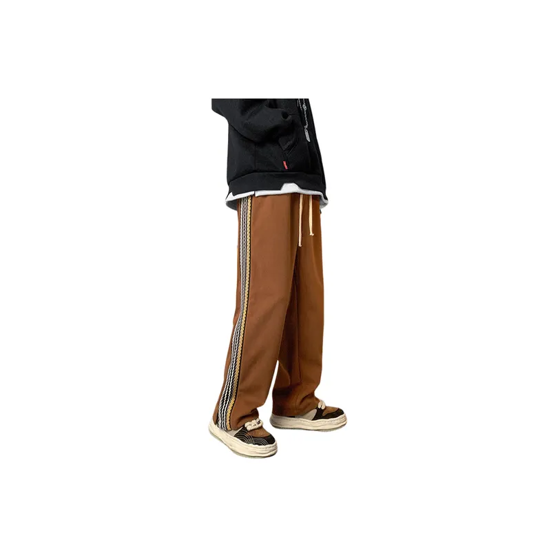 Casual Loose Zipper Woolen Trousers-0