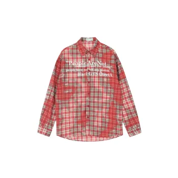 Retro Street Fashion Plaid Long Sleeve Shirt